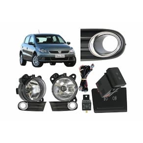 Kit Farol Neblina Milha Gol Voyage Saveiro G5 2009 até 2012 Aro Cromado