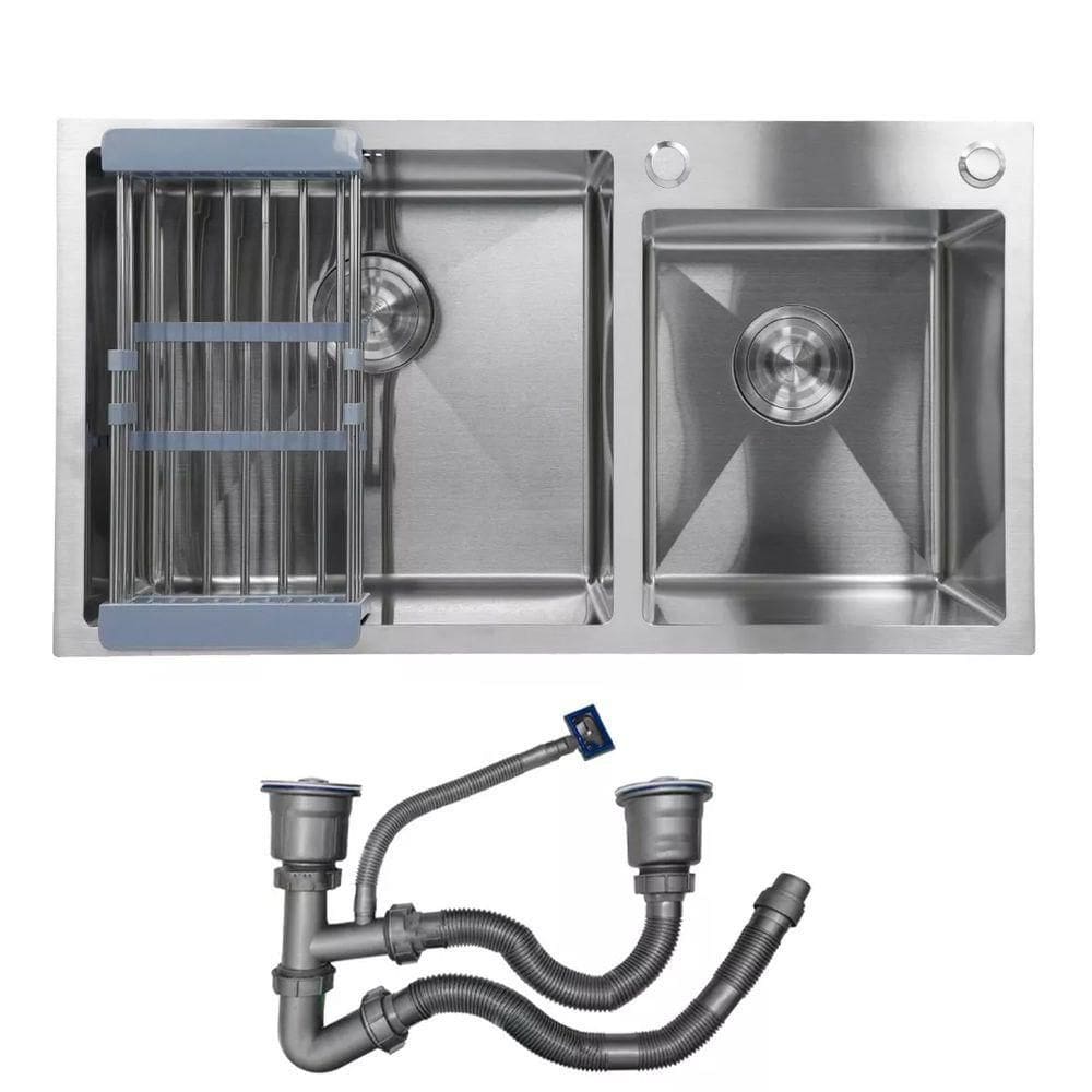 Cuba Cozinha Goumert Dupla Aço Inox Escovado Escorredor Lava Louça Luxo Lavabo Casa Balcao Copa Restaurante Area Externa