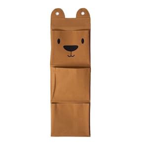 Cesto infantil de parede com 3 bolsos de algodão urso  - Oikos