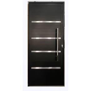 Porta Lambril c/friso 2,10x70 lado DIREITO L-25 no alumínio preto c/puxador redondo