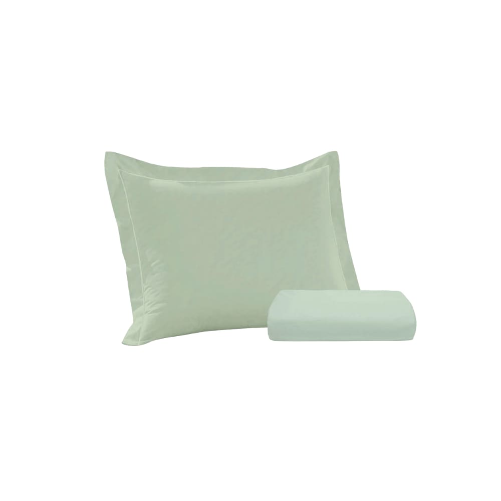 Kit Lencol Elástico e Fronha Solteiro 230 Fios Reffinata Buettner Verde Menta