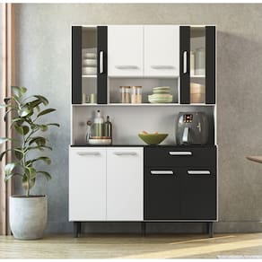Kit de Cozinha 120m 8 Portas 1 Gaveta Gabi - Branco/Preto Poliman