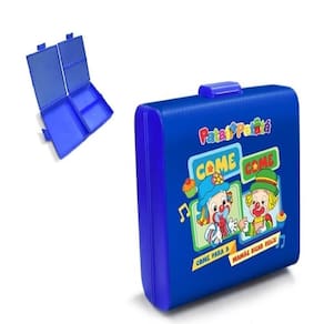 Lancheira Escolar Infantil Patati Patata Marmita 3 Divisorias Pote Duplo Passeio Com Trava Azul