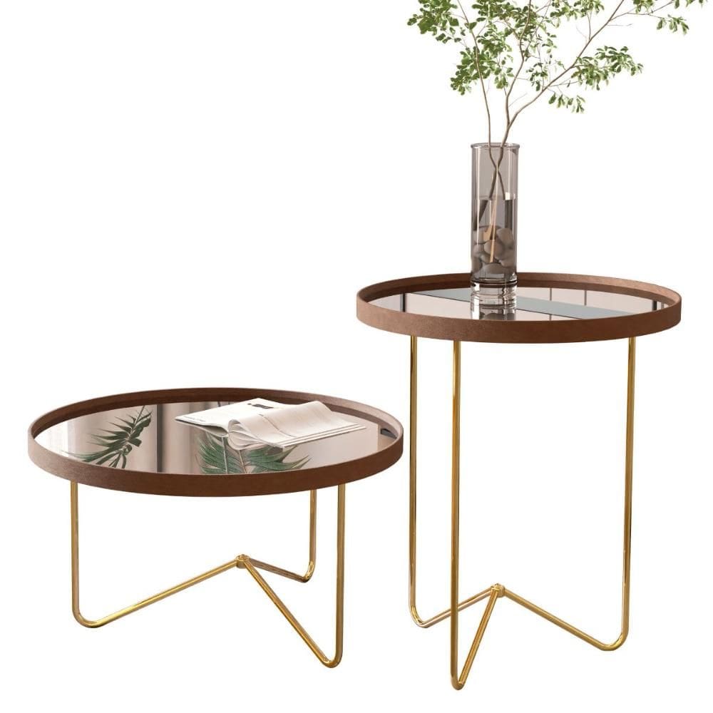 Conjunto de Mesa Saramandaia Castanho Dourado