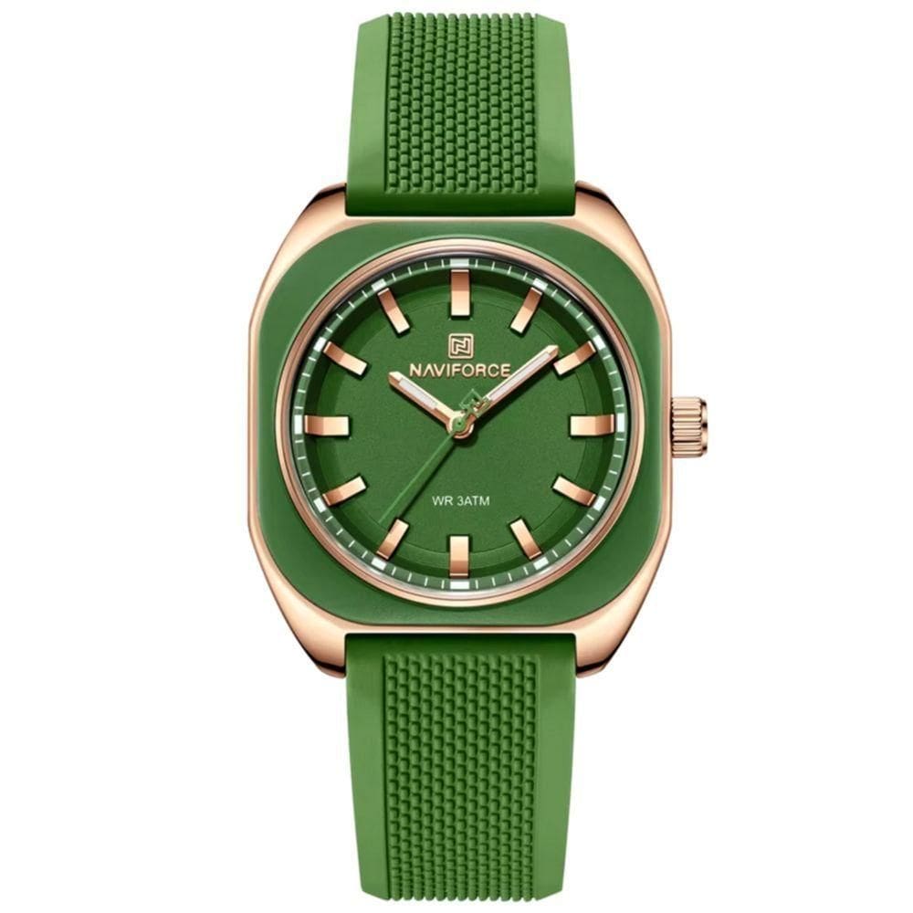 Relógio Feminino De Quartzo Casual Com Pulseira De Silicone Impermeavel 3atm Verde