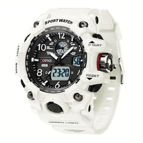 Relógio Esportivo Masculino Ofns S3169 Dupla Exibição Branco