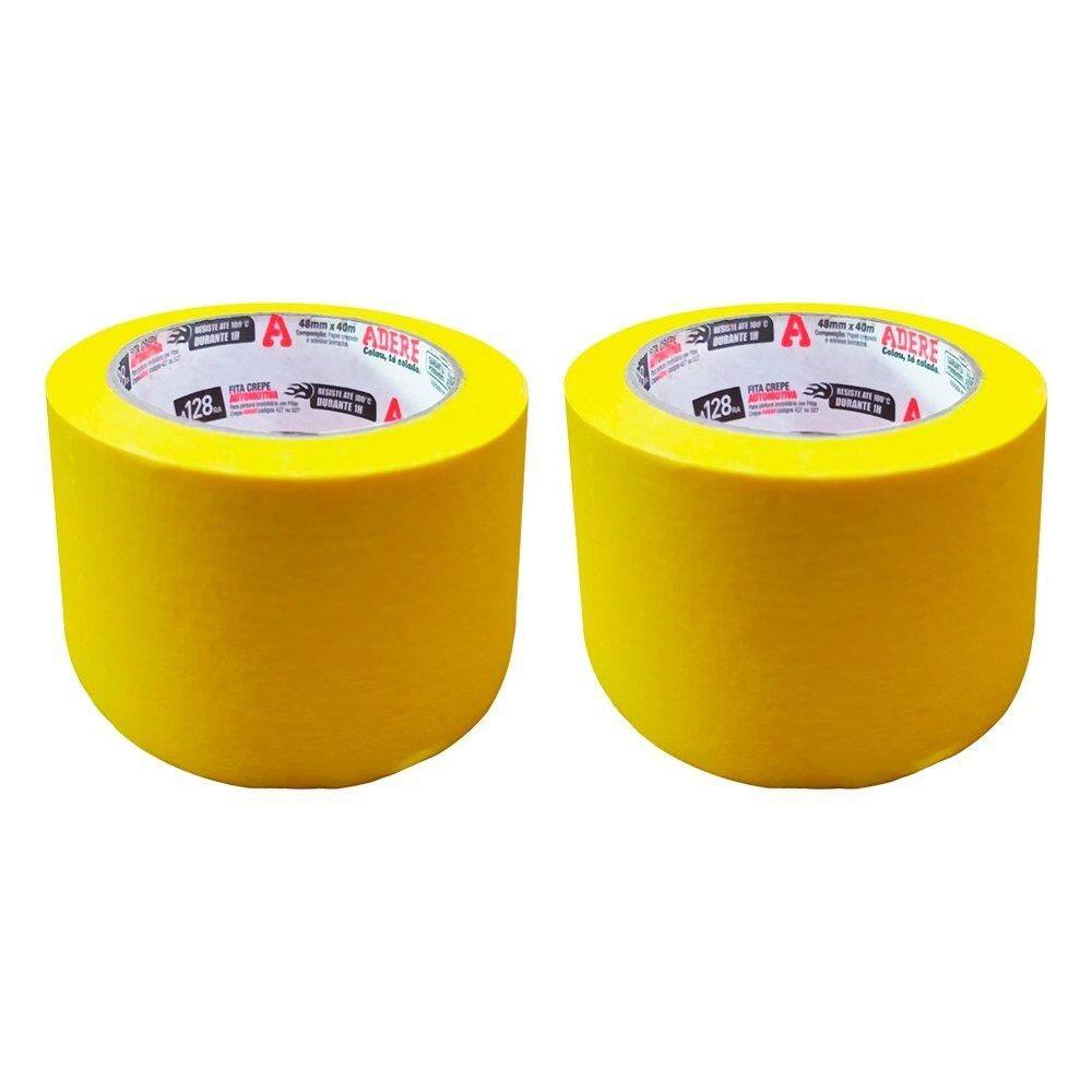 Fita Crepe Adere Automotiva A128RA/S 48mmX40m Amarelo - Embalagem com 2 Unidades