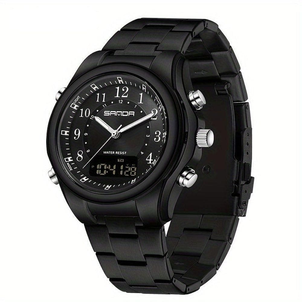 Relógio Masculino Fashion Pulseira De Aço Inoxidável Resistente À Água 50m Preto