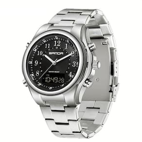 Relógio Masculino Fashion Pulseira De Aço Inoxidável Resistente À Água 50m Prateado Preto A