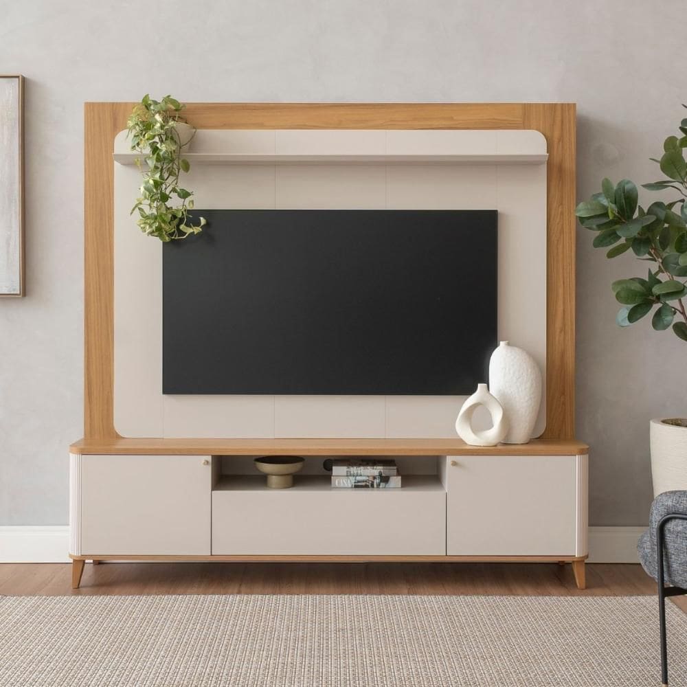 Home Theater Com Led Itália Tauari Off White Fosco