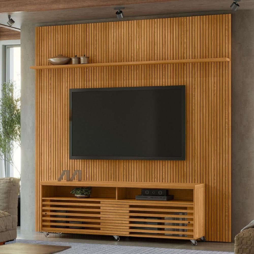 Conjunto Painel e Estante Thundertop Cumaru