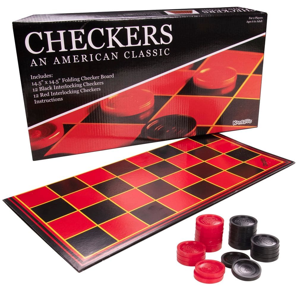 Jogo de tabuleiro Kangaroo Checkers com tabuleiro grande de 15x15 polegadas