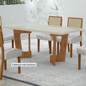 Mesa de Jantar 180cmx90cm Tampo de 40mm Liz Marrom/Bege