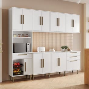 Cozinha Completa 5 Peças 14 Portas 2 Gavetas com Fruteira Lorena Branco