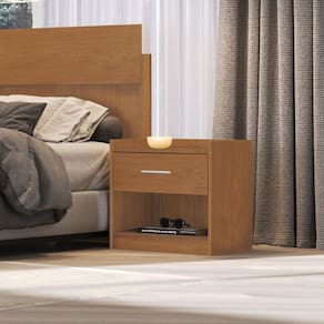 Mesa de Cabeceira 1 Gaveta 1 Nicho 54x54x39cm Carvalho Vermontt