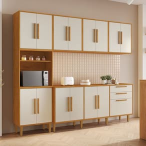 Cozinha Completa 5 Peças 15 Portas 2 Gavetas Lorena Marrom/Off White