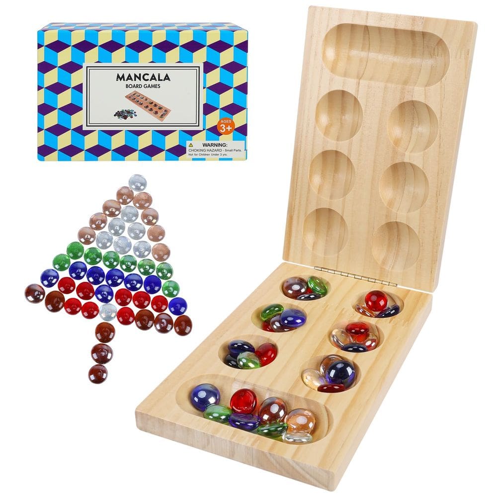 Conjunto de jogos de tabuleiro Mancala Offelec Portable Travel Wooden