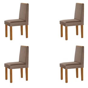 Conjunto 4 Cadeiras Flora Yescasa 92x51x43 cm Castanho Cinamomo/Cinza/Off White