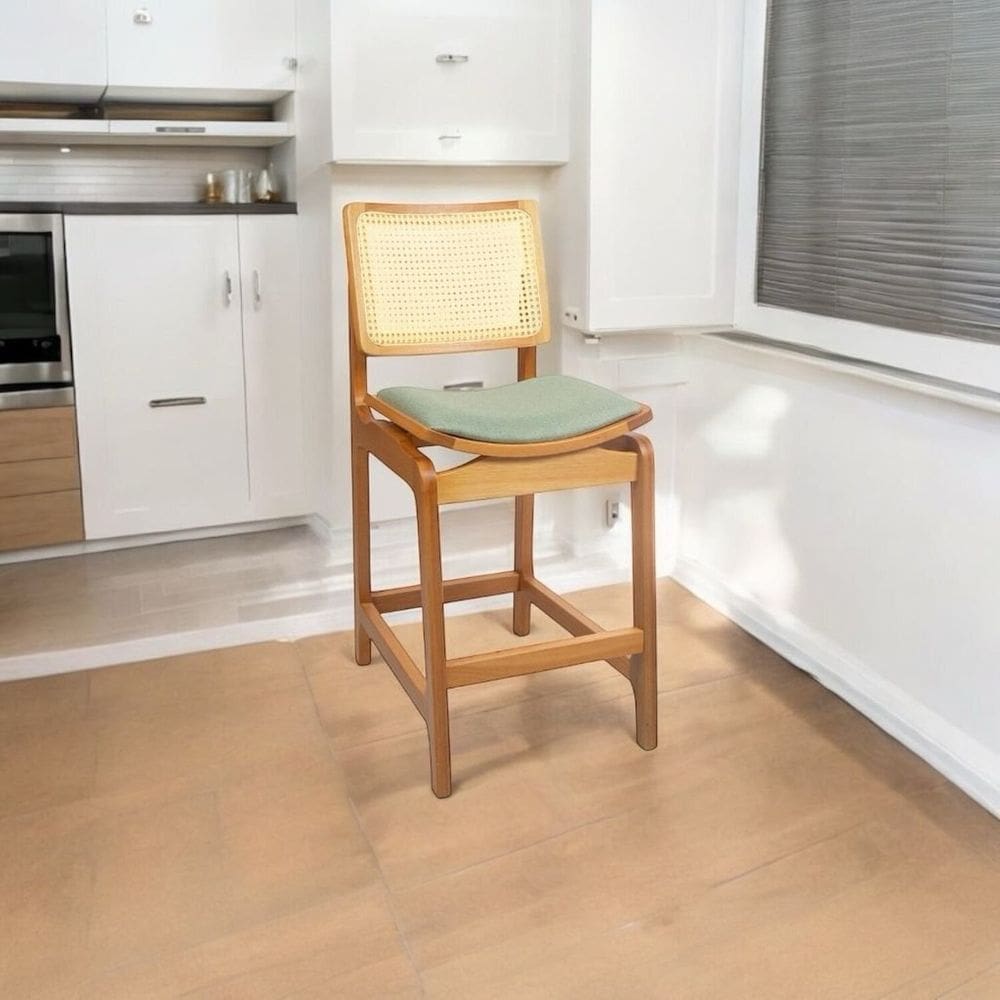 Banqueta Silvia Madeira Maciça 111cm x 48,5cm x 48,5cm Mel/Verde