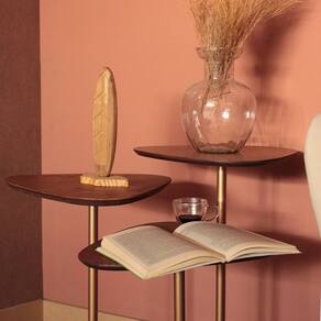 Conjunto de Mesas Afrodite Base Tampo Dourado