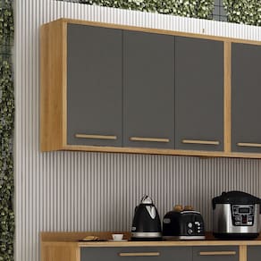 Armário Aéreo para Cozinha 3 Portas 120cm Cinamomo/Grafite