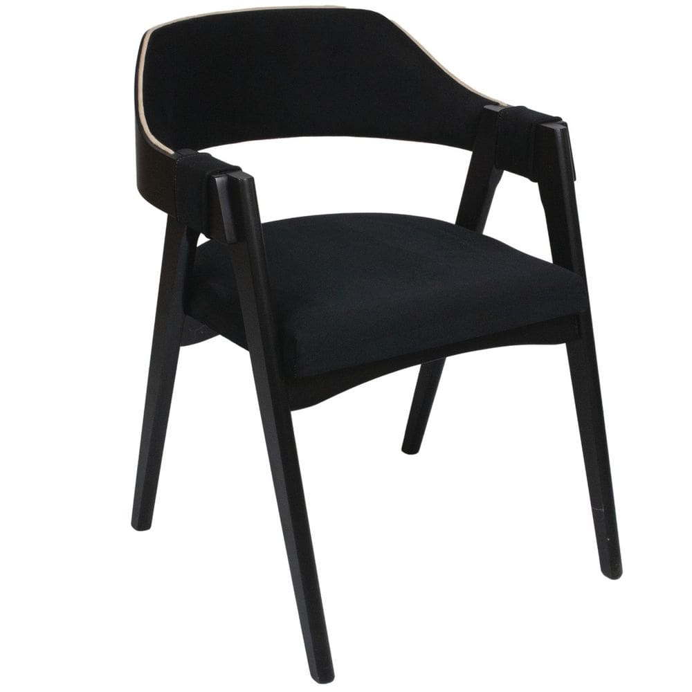 Cadeira Donna Madeira Maciça Estofada Preto