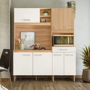 Cozinha Compacta 7 Portas 1 Gaveta Yara Freijó/Off White