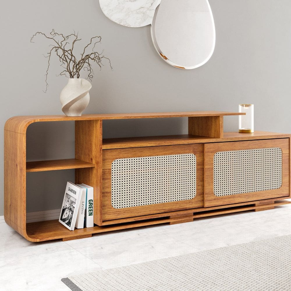 Rack para TV de até 75 Polegadas 180cm 2 Portas Deslizantes Costa Rica Mel