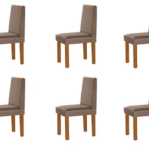Conjunto 6 Cadeiras Flora Yescasa 92x51x43 cm Castanho Cinamomo/Cinza /Off White