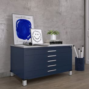 Mapoteca de Aço Fixa com 05 Gavetas Azul Delrei/Cinza