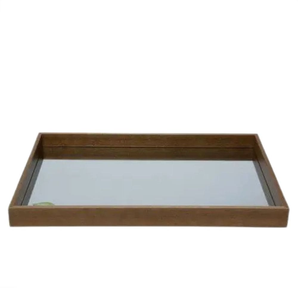 Bandeja Imbuia com Espelho Alça 55x35x4, 5cm Woodart