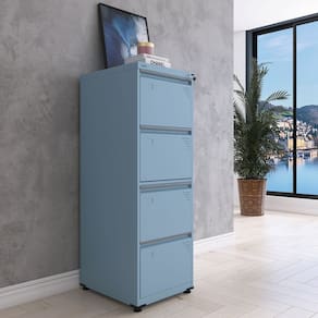 Gaveteiro Arquivo em Aço 4 Gavetas 47x136,2x57cm Azul Dali