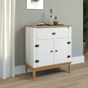 Aparador - Colonial 80x90x41 cm 1 Gaveta 2 Portas Mel / Branco