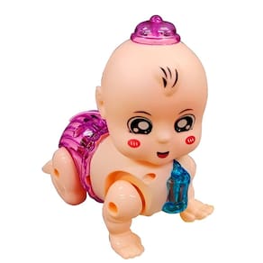 Brinquedo Boneca Bebê Criança Engatinha Luz Som Interativa