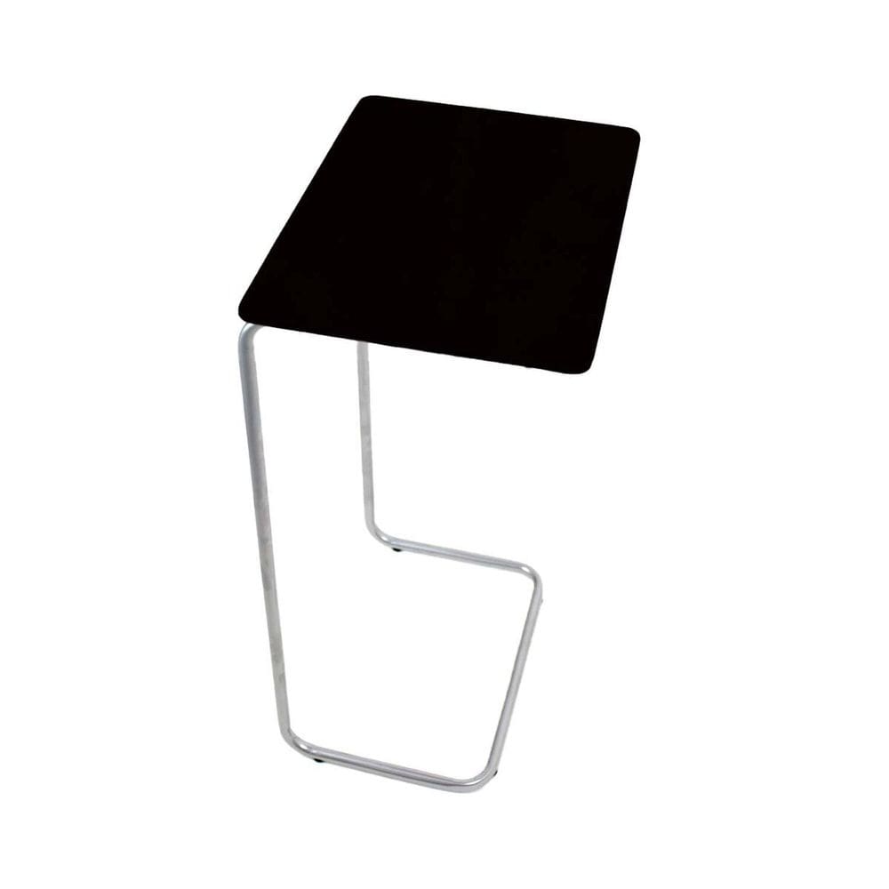 Mesa de Apoio Lateral para Sofá com Base de Metal ,Tampo Preto/Cromado