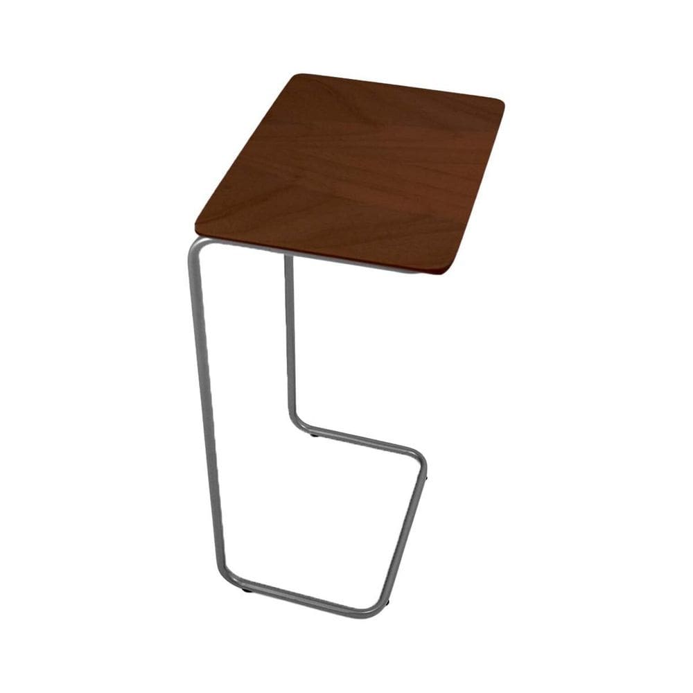 Mesa de Apoio Lateral para Sofá com Base de Metal ,Tampo Castanho/Cromado
