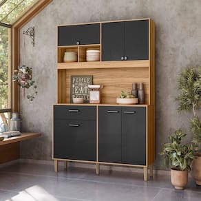 Armário de Cozinha 6 Portas 1 Gaveta Erva Doce 120 Freijó/Preto Esfera