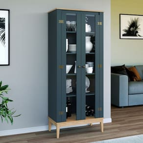 Cristaleira - Colonial 750cm x 1800cm x 410cm 2 Portas MEL / PETROLEO
