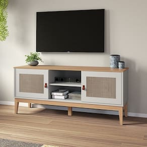 Rack com 2 Portas Trama 135x58x38,5 cm MEL / OFF WHITE