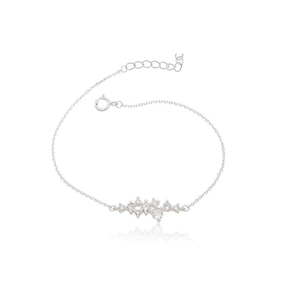 Pulseira Minimalista Com Pontos De Luz Coloridos Feminina Prata 924