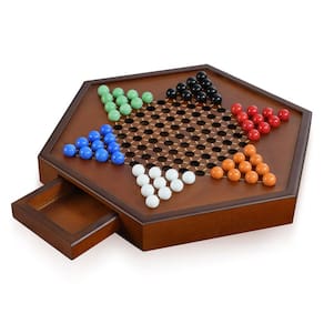 Jogo de tabuleiro de damas chinês YunRui Large Wooden W/ Mármores
