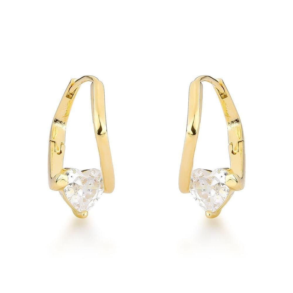 Argolas Com Luminoso Coração Banhadas A Ouro 18k – Elegância Pura Dourado
