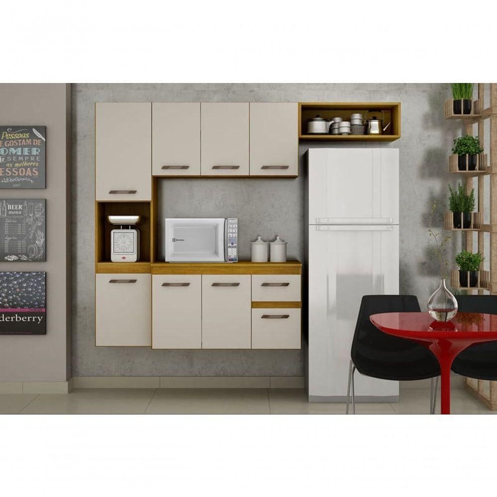 Cozinha Suspensa 8 Portas 1 Gaveta - Brisa-cinamomo-off White - Chf Móveis