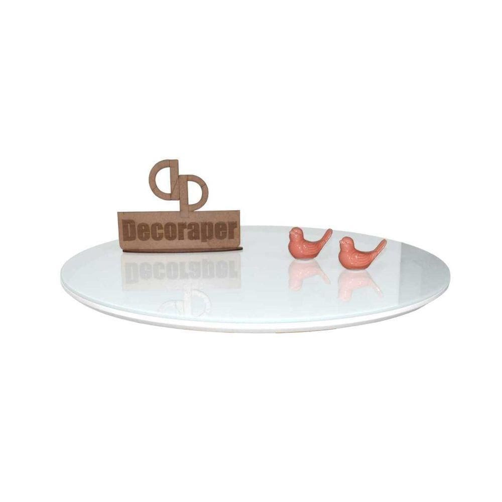 Prato Giratorio Com Vidro Laqueado 60cm Branco