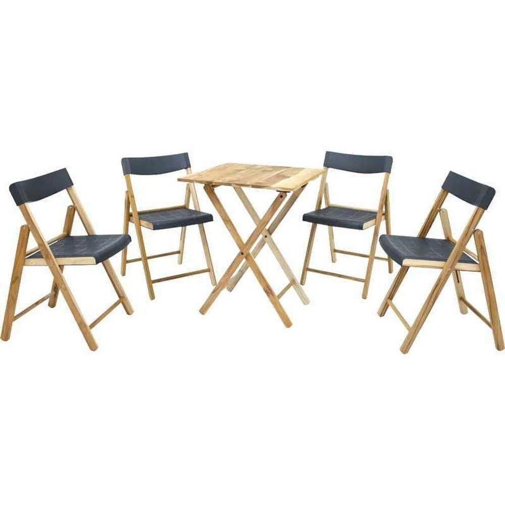 Conjunto 5 Peças Mesa E Cadeiras Dobráveis Potenza Preto - Tramontina