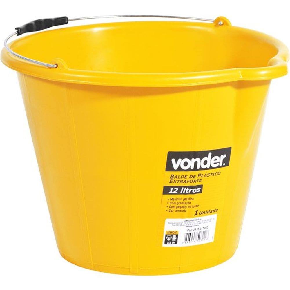 Balde Plástico Extraforte 12 Litros P/ Concreto Vonder
