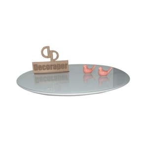 Prato Giratorio Com Vidro Laqueado 50cm Off White