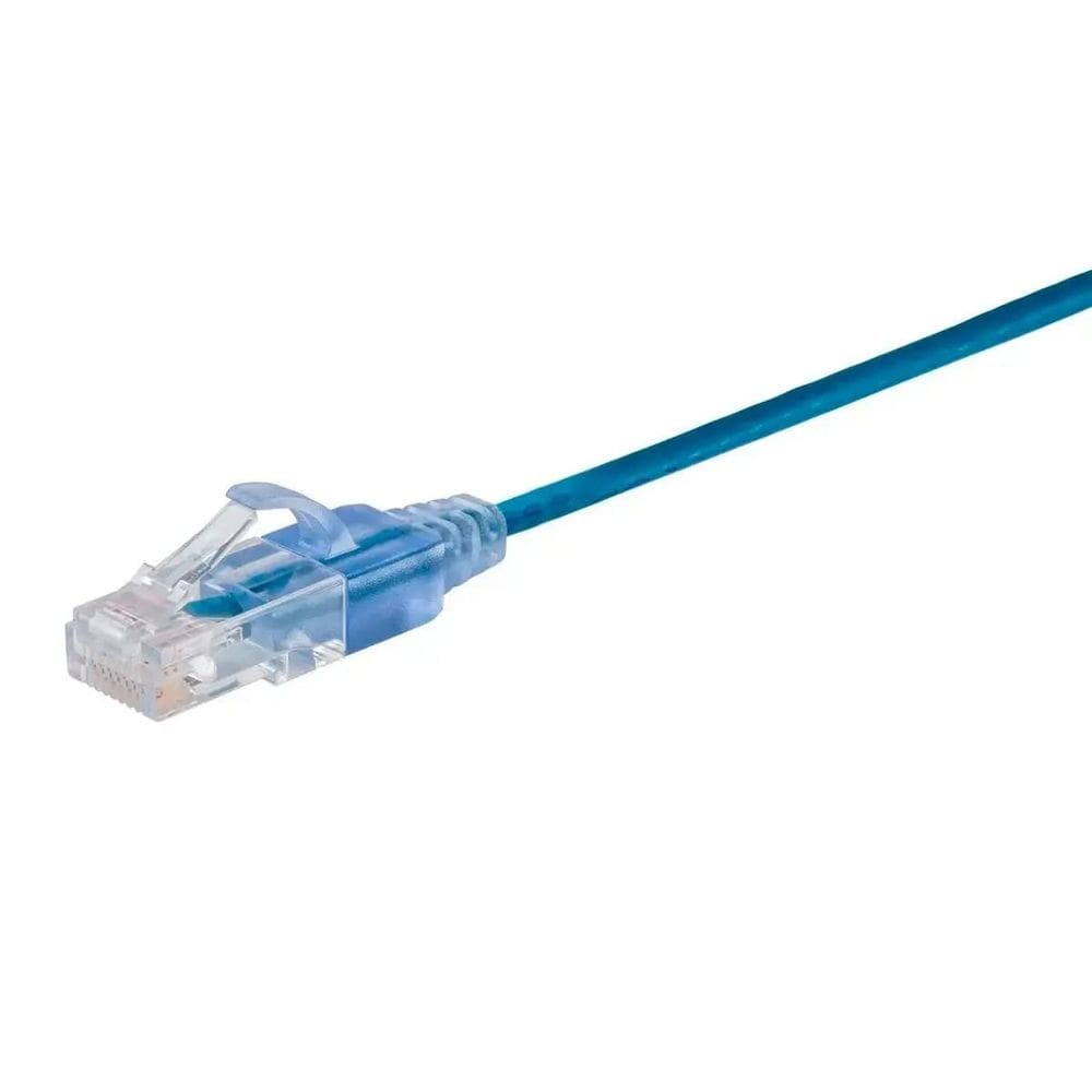 Cabo de conexão Monoprice Cat6A 1,5 m azul UTP 30AWG 10G RJ45