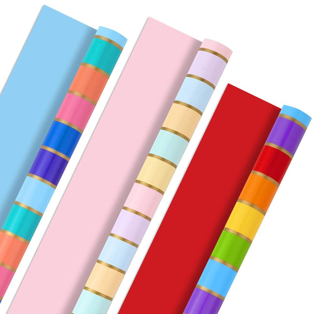 Papel de embrulho Hallmark Rainbow para casamento de aniversário de formatura