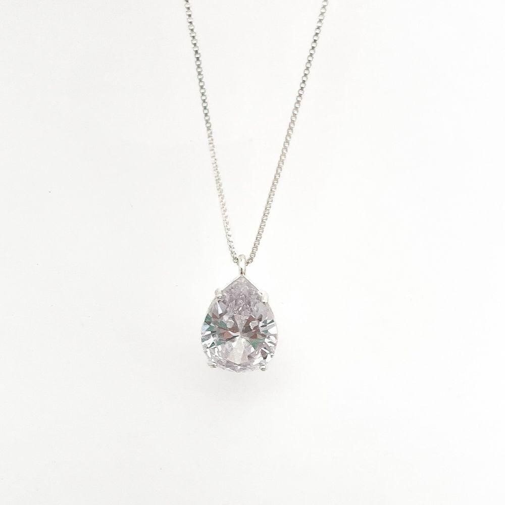 Colar Ponto De Luz Gota Prata 925
